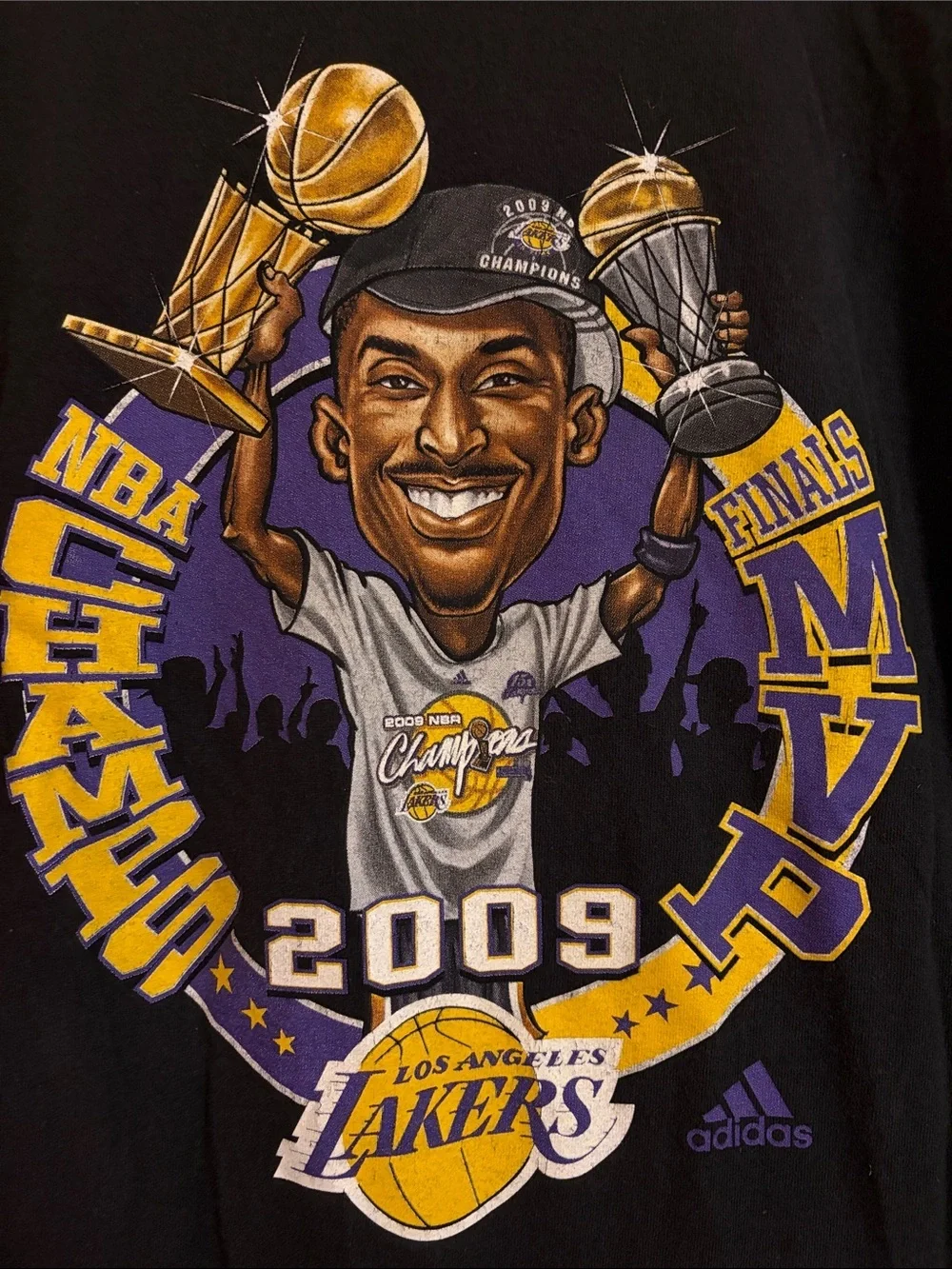 Vintage 2009 Kobe Bryant Lakers NBA Finals MVP T-Shirt Adidas Size Large